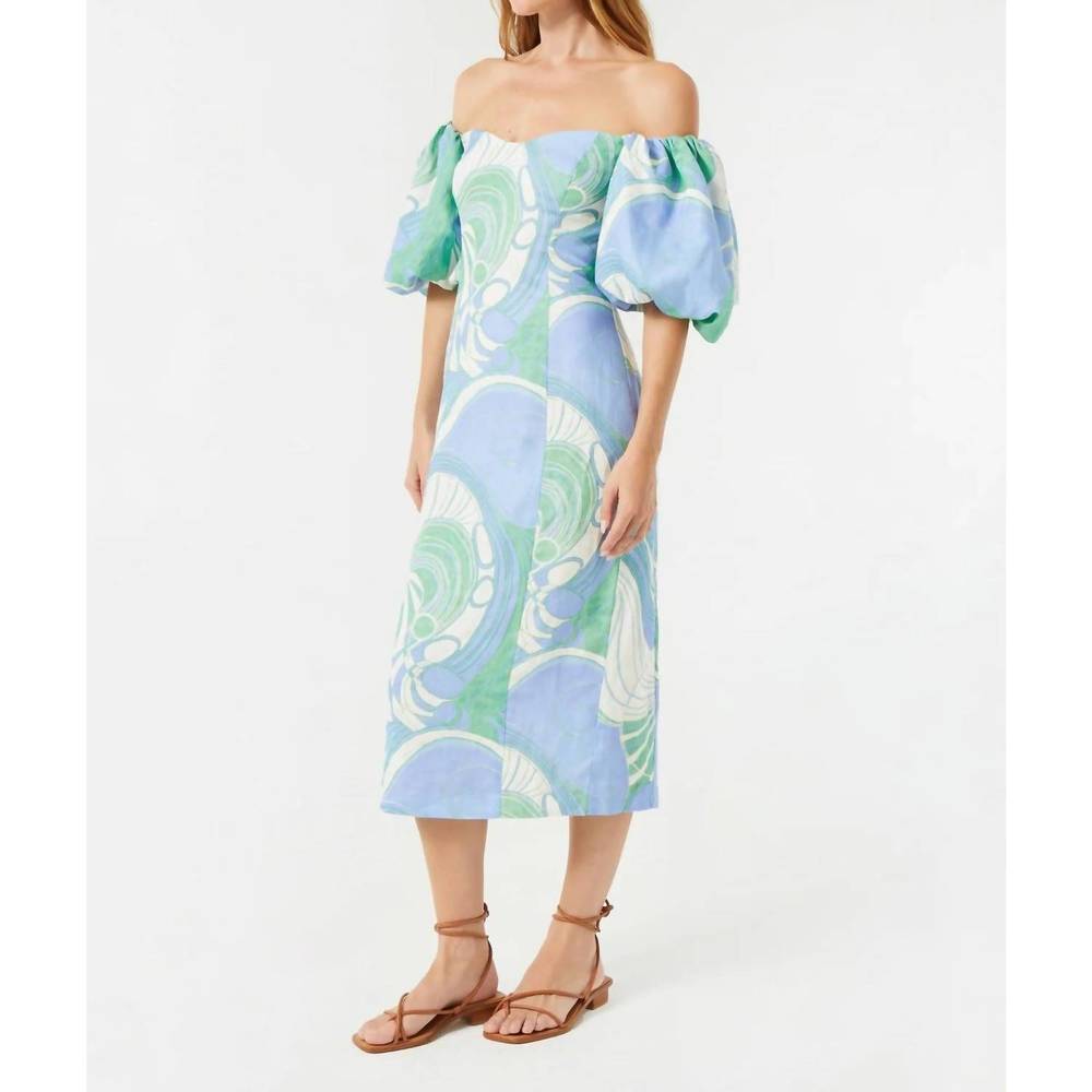 NEW RHODE karima dress in periwinkle deco surf grande - Picture 2 of 3